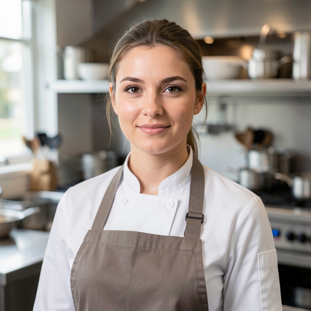 Elena Dumitrescu, specialist bucătărie și gătit modern, femeie de 34 de ani în bucătărie profesională
